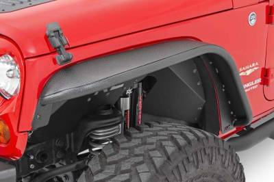 Rough Country Suspension Systems - Rough Country Front Steel Tube Flat Fender Flares-Black, for Wrangler JK; 10531