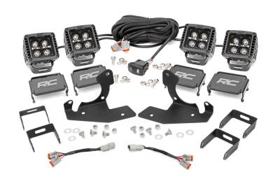 Rough Country Suspension Systems - Rough Country Dual 2" LED Pod Fog Light Kit-Flood Silverado/Sierra HD; 70628DRLA
