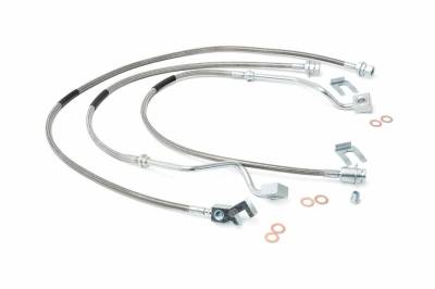 Rough Country Suspension Systems - Rough Country Fr/Rr Stainless Brake Lines, 99-04 Super Duty w/ 4"-8" Lift; 89717