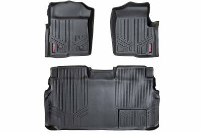 Rough Country Suspension Systems - Rough Country Front/Rear Floor Liners-Black, 11-14 Ford F-150 Crew; M-51112