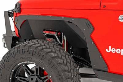 Rough Country Suspension Systems - Rough Country Front &Rear Fender Flare Plate Kit-Black, for Wrangler JL; 10539