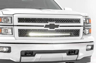 Rough Country Suspension Systems - Rough Country Front Mesh Grille Insert w/ LED-Black, 14-15 Silverado 1500; 70101
