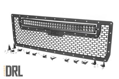 Rough Country Suspension Systems - Rough Country Front Mesh Grille Insert w/ LED-Black, 14-15 Sierra 1500; 70190BDA
