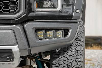 Rough Country Suspension Systems - Rough Country 2" Triple LED Pod Fog Lights-Spot, 17-20 F-150 Raptor; 70700DRLA