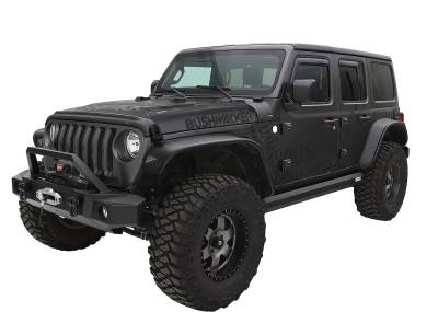 Bushwacker - Bushwacker Flat Style Front/Rear Fender Flares-Black, for Jeep JL; 10923-07