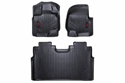 Rough Country Suspension Systems - Rough Country Front/Rear Floor Liners-Black, 15-24 Ford F-150 Crew; M-51512