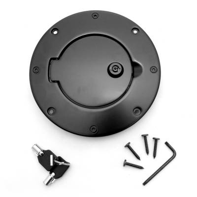 Rugged Ridge - Rugged Ridge 11425.08 Locking Gas Cap Door Black Aluminum for Jeep Wrangler
