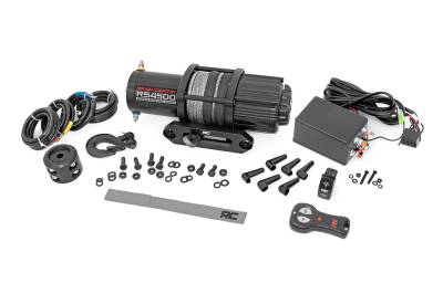 Rough Country Suspension Systems - Rough Country 4500lb 12V Electric UTV Winch w/ Synthetic Rope; RS4500SA