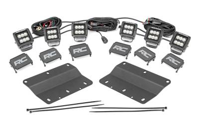 Rough Country Suspension Systems - Rough Country 2" Triple LED Pod Fog Light Kit-Flood, 21-24 Bronco; 51086