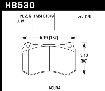 Hawk Performance - Hawk Performance HB530G.570 DTC-60 Disc Brake Pad for 04-08 TL