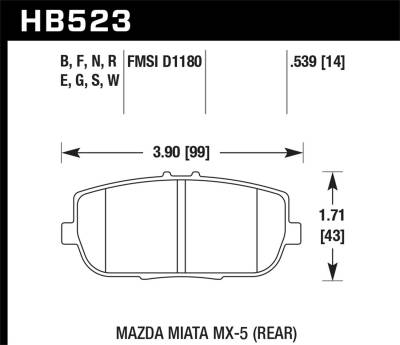 Hawk Performance - Hawk Performance HB523W.539 DTC-30 Disc Brake Pad for 124 Spider MX-5 Miata