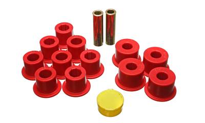 Energy Suspension - Energy Suspension 7.2103R Leaf Spring Bushing Set FrontRear Polyurethane Red