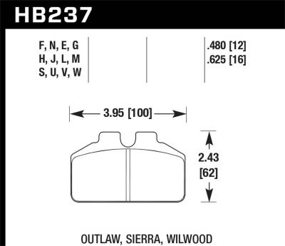 Hawk Performance - Hawk Performance Black Motorsports Brake Pads HB237M.625