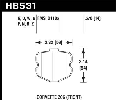 Hawk Performance - Hawk Performance HB531G.570 DTC-60 Disc Brake Pad for 06-13 Corvette