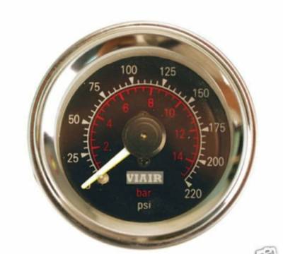 Viair - Viair 90080 Dual Needle 220 PSI Black Face Gauge W 1/8" PTC X 1/8" FNPT Fittings