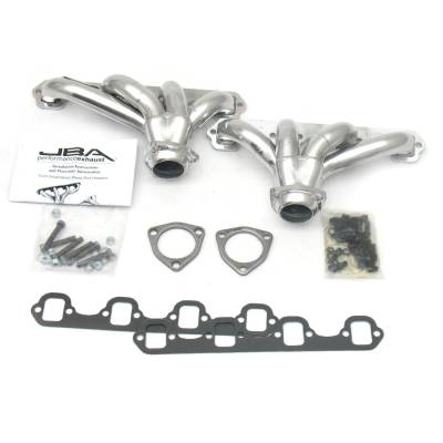 JBA Racing Headers - JBA Headers 1615SJS Header 1 1/2 Shorty SS SBF Block Hugger Slvr Crmc