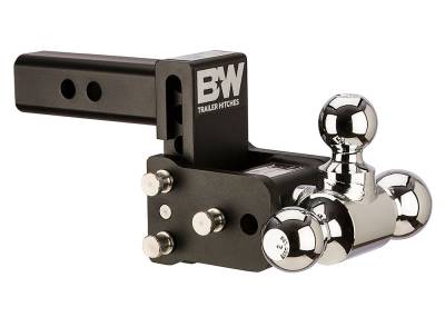 B&W Trailer Hitches - B&W Hitch TS10047B 2" Shank Tow & Stow 3" Drop Triple Ball Mount Black