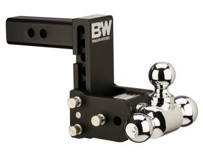 B&W Trailer Hitches - B&W Hitch TS10048B 2" Shank Tow & Stow 5" Drop Triple Ball Mount Black