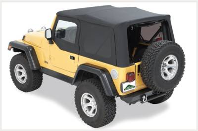Pavement Ends - Pavement Ends 51130-15 Black Denim Soft Top w/Windows & Doors for 88-95 Wrangler