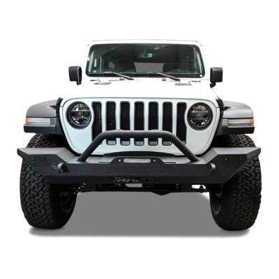 TrailFX - TrailFX JL01T Bumper One Piece w/Bull Bar Winch D-Rings Light Cutouts