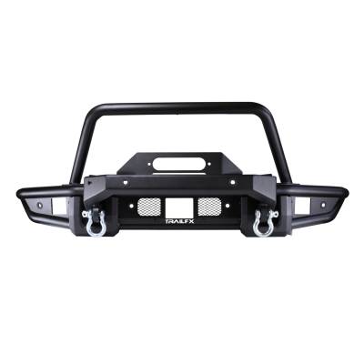 TrailFX - TrailFX BR002T Matte Black Bronco Bumper w/Winch Mount Pre Runner Guard D-Rings