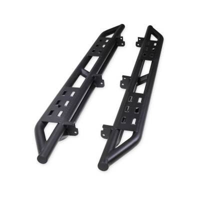TrailFX - TrailFX BR011T Matte Black Rocker Guard Steps Round Tube 2 Step Areas Bolt-On