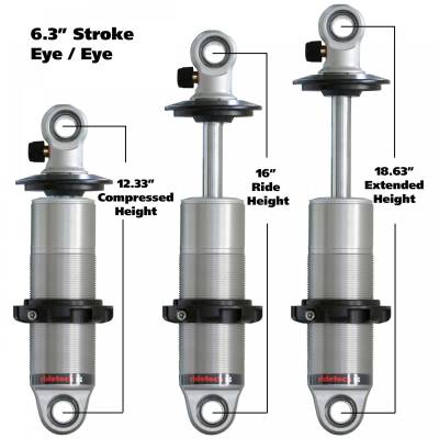 Ridetech - Ridetech 24169901 HQ Coilover Shock w/6.3" stroke & 1.7" eye Mount universal.