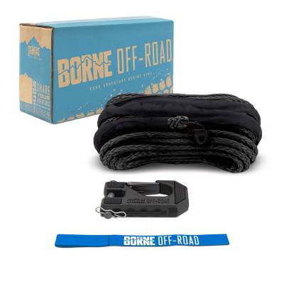 Mishimoto - Mishimoto BNWN-SR-38-85KBK Borne Off-Road Winch Rope w/Hook & Tether Black