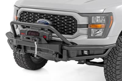 Rough Country Suspension Systems - Rough Country 51216W Tubular Front Winch Bumper Black for 21-23 Ford F150
