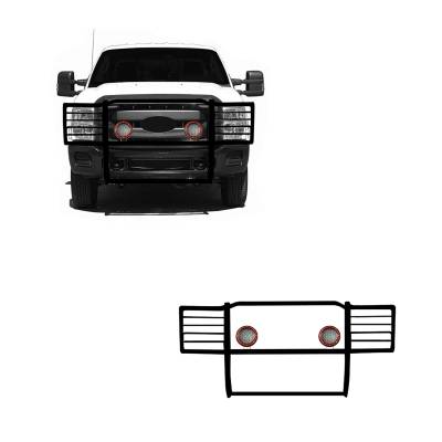Black Horse Off Road - Black Horse 17FB26MA-PLFR Black Grille Guard w/LED for Ford F250/F350/450/550