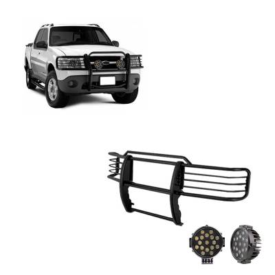 Black Horse Off Road - Black Horse 17FJ24MA-PLB Black Grille Guard w/LED for Explorer Sport Trac
