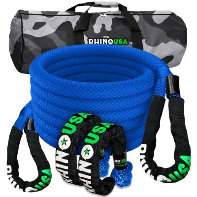 Rhino USA - Rhino USA RG-KRKIT78X30-BLU Blue 7/8"x30' Kinetic Recovery Kit w/Soft Shackles