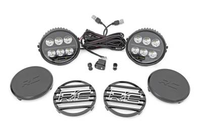 Rough Country Suspension Systems - Rough Country Black Series 6.5" Halo DRL LED Lights-Combo 70805B