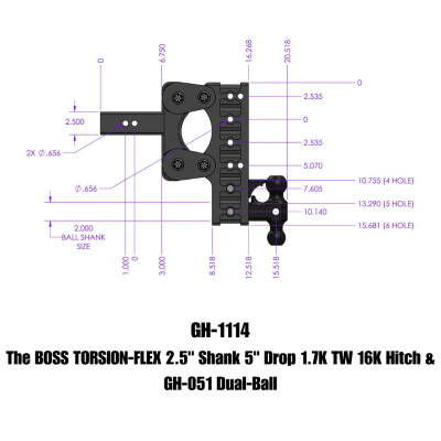 GEN-Y Hitch - GEN-Y Hitch BOSS TORSION-FLEX Class V 5" Drop Hitch Receiver 16K GH-1114
