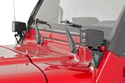 Rough Country Suspension Systems - Rough Country Lower Windshield Light Mounts Black for Jeep Wrangler TJ 6003