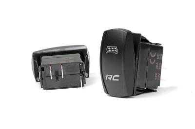 Rough Country Suspension Systems - Rough Country 2x1 Rocker Switch w/LED Logo Black/Blue 709SW