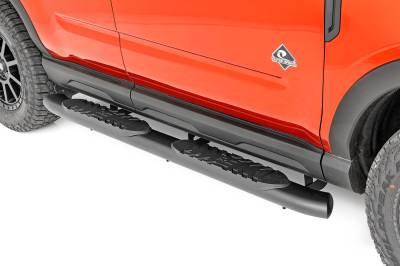 Rough Country Suspension Systems - Rough Country 4.5" Oval Tube Nerf Steps Black 21-24 Bronco Sport 21006