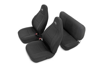 Rough Country Suspension Systems - Rough Country 91001 Front/Rear Seat Covers Black for 03-06 Jeep Wrangler TJ