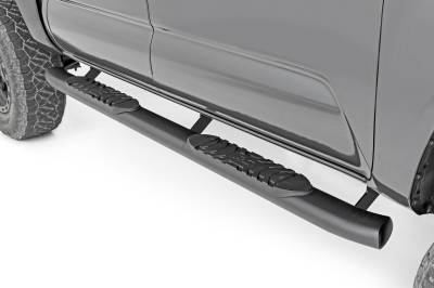 Rough Country Suspension Systems - Rough Country 4.5" Oval Tube Nerf Steps Black for 05-23 Tacoma Double 21008