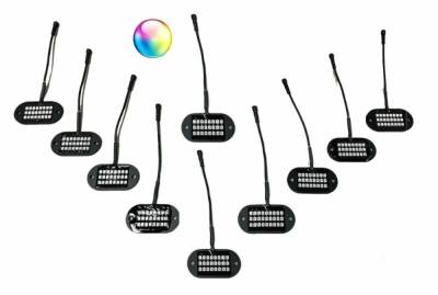 5150 Whips - 5150 Whips 187 V2.0 Bluetooth 10-Pod Rock Light Kit w/Control Harness