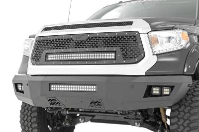 Rough Country Suspension Systems - Rough Country Front Mesh Grille Insert w/LED Black for 14-17 Toyota Tundra 70226