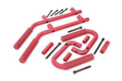 Rough Country Suspension Systems - Rough Country Front/Rear Steel Grab Handles Red for Jeep Wrangler JK 6503RED