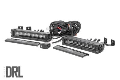 Rough Country Suspension Systems - Rough Country Black Series 8" Single Row DRL LED Light Bar Pair 70728BLDRL