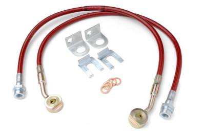 JKS - JKS Manufacturing JKS2292 Front Stainless Steel Brake Lines for 4"-6" Lifts-Red