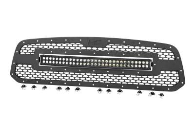 Rough Country Suspension Systems - Rough Country 70199DRL Front Mesh Grille Insert w/LED Black for 13-18 Ram 1500