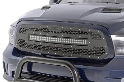 Rough Country Suspension Systems - Rough Country Front Mesh Grille Insert w/LED Black for 13-18 Ram 1500 70199