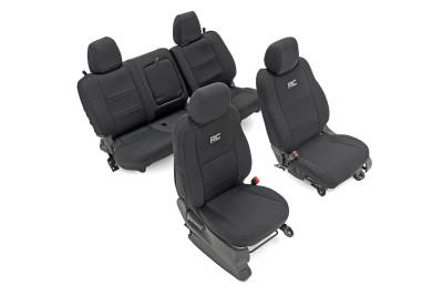 Rough Country Suspension Systems - Rough Country Front/Rear Seat Covers Black for 22-24 Nissan Frontier Crew 91058
