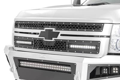 Rough Country Suspension Systems - Rough Country 70155 Front Mesh Grille Insert w/LED Black for 11-14 Silverado HD