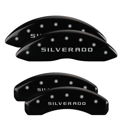MGP Caliper Covers - MGP Front/Rear Caliper Covers Gloss Black Chevrolet Silverado HD 14048SSILBK