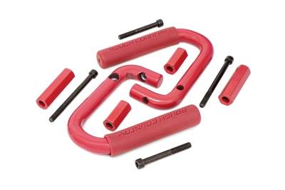 Rough Country Suspension Systems - Rough Country Front Steel Grab Handles Red for Jeep Wrangler JK 6501RED